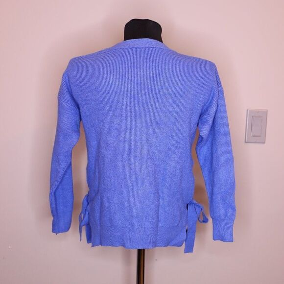 Periwinkle Blue Cropped Tie Up Sweater Sz XS - Picture 3 of 5